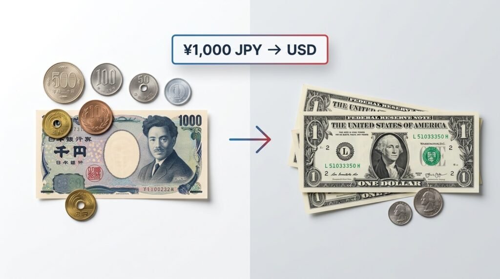 1000 yen to USD currency conversion from Japanese yen to US dollars